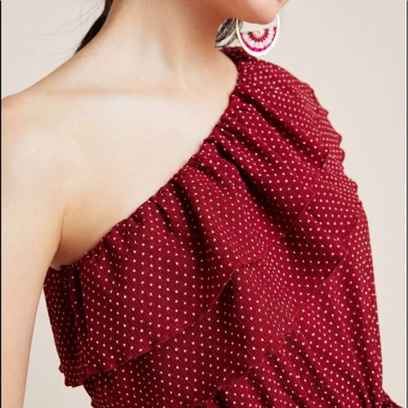 Anthro Maeve Asymmetrical One Shoulder Ruffled Top - Picture 9 of 11